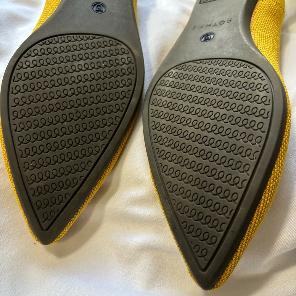 Rothy's The Point Flats Marigold Yellow Knit Pointed Toe Slip-On Size 8 - Picture 7 of 10